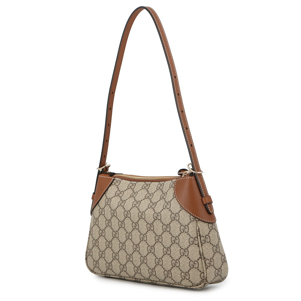 GUCCI GG Emblem Shoulder Bag Beige/Brown815218 GG Supreme Leather Size Small