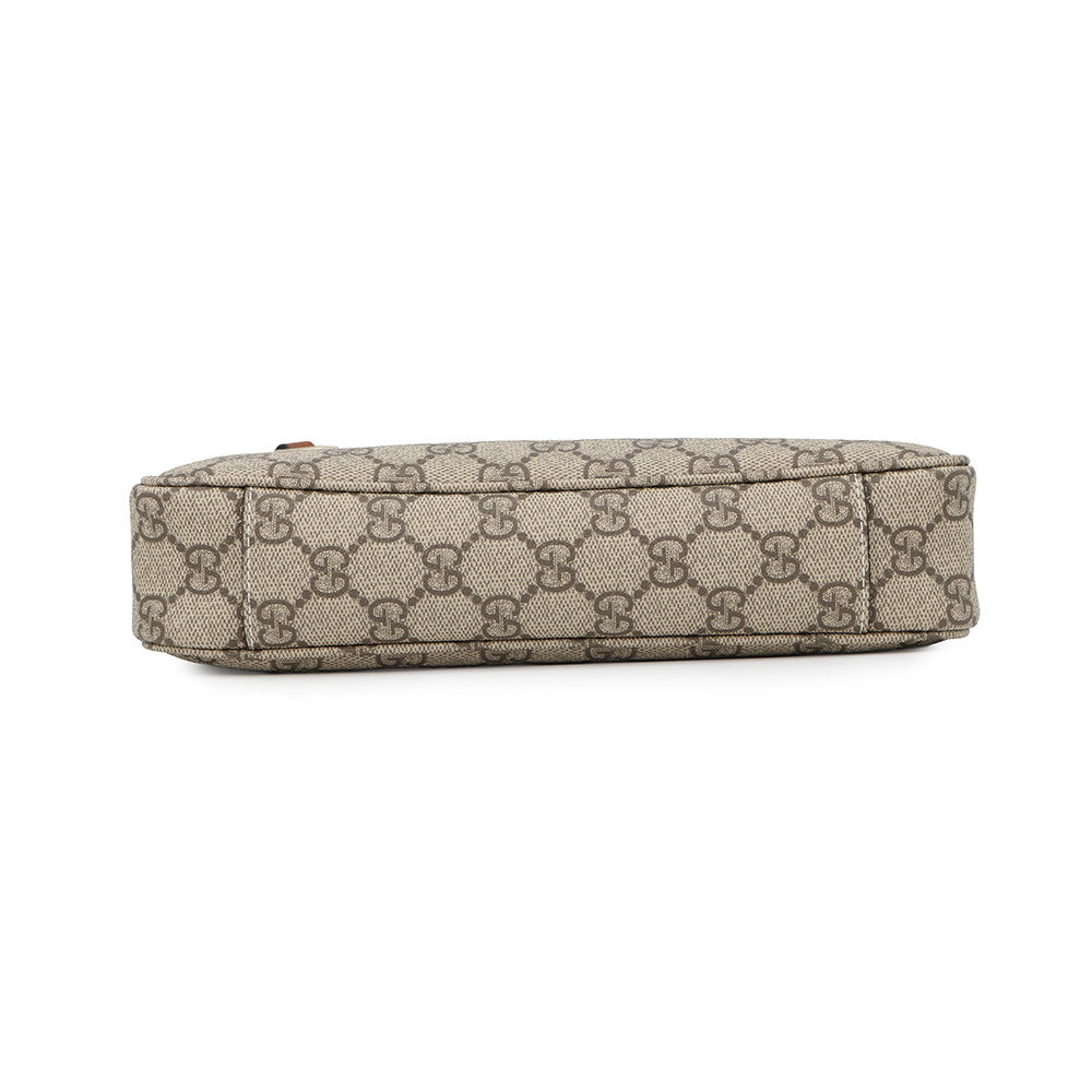 GUCCI GG Emblem Shoulder Bag Beige/Brown815218 GG Supreme Leather Size Small