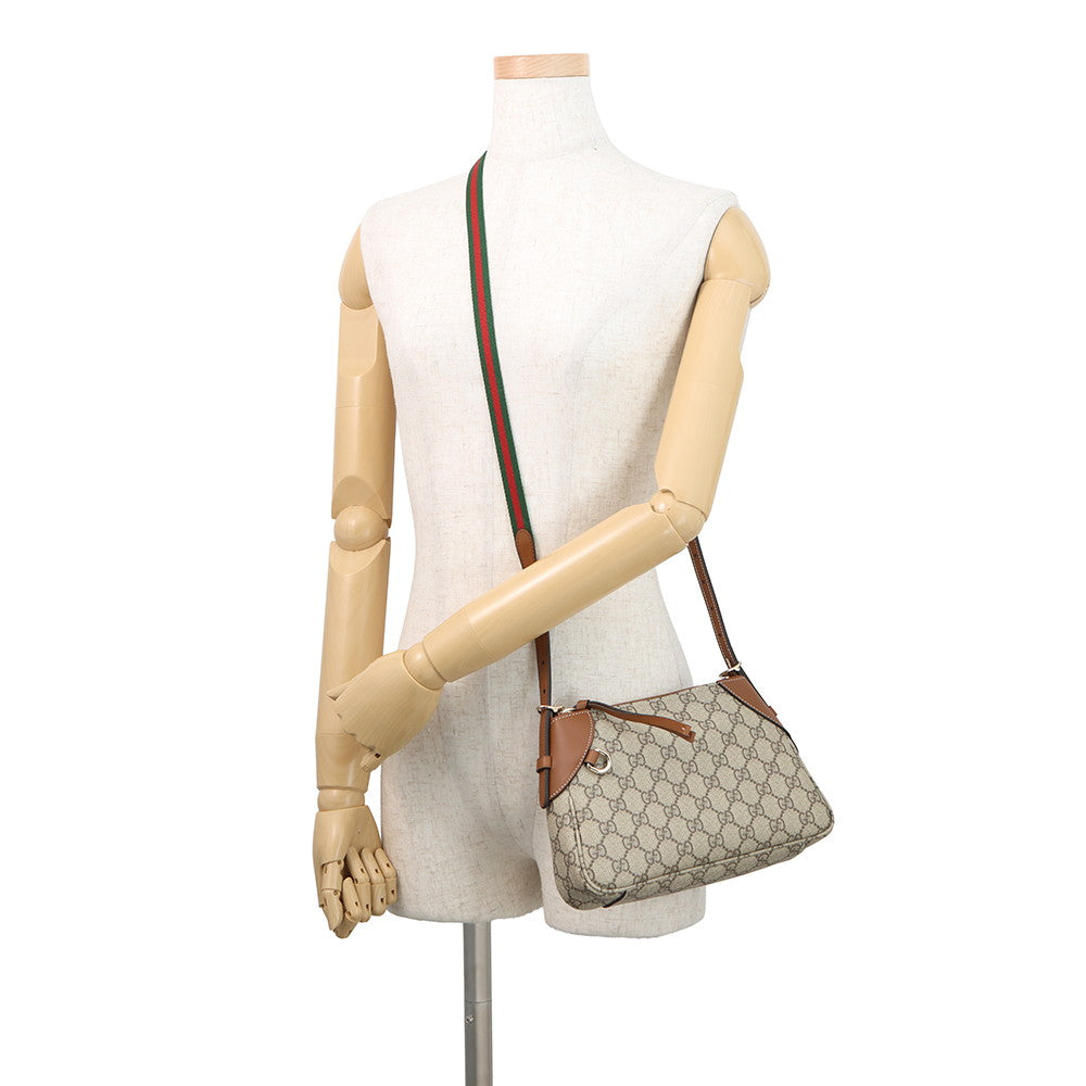 GUCCI GG Emblem Shoulder Bag Beige/Brown815218 GG Supreme Leather Size Small