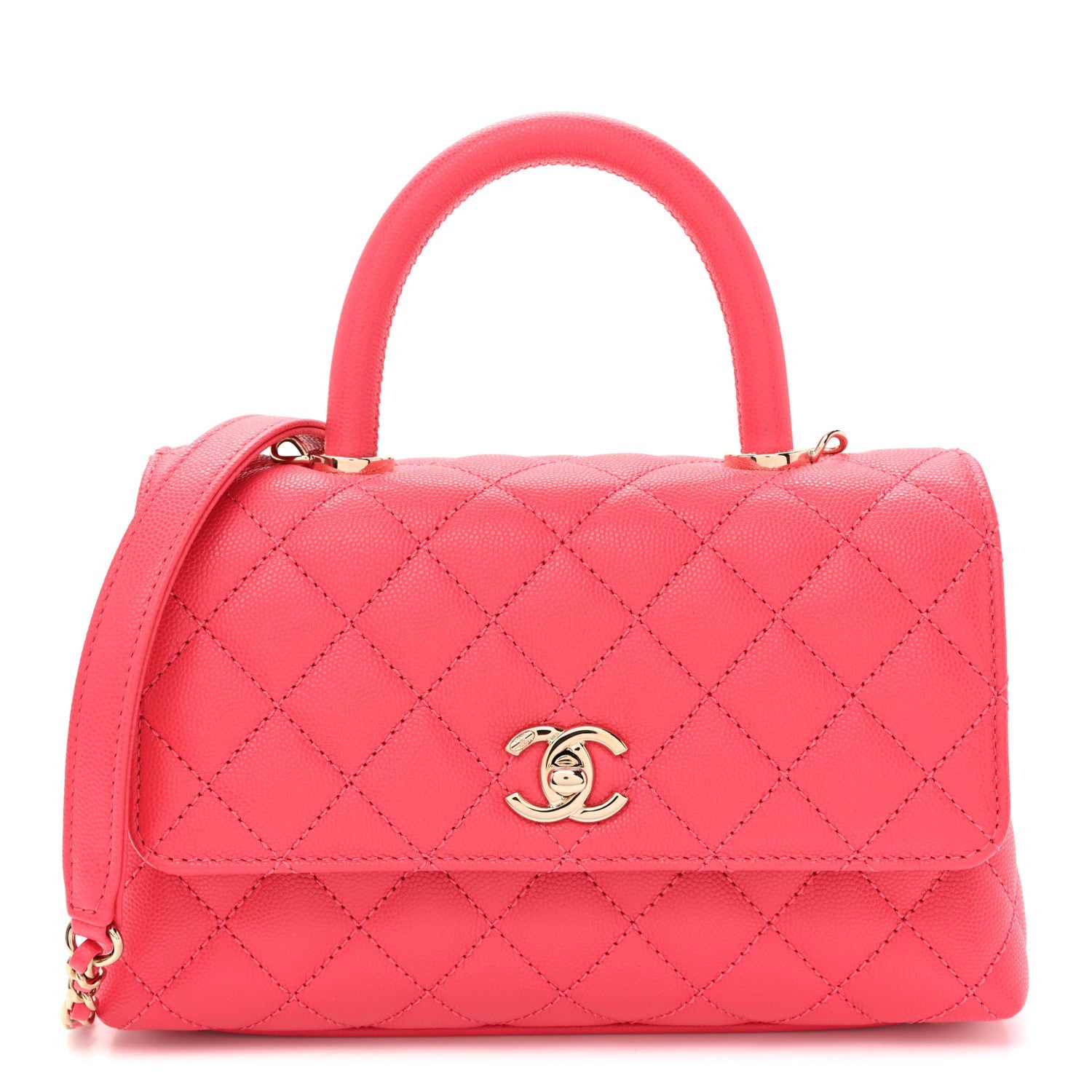 Caviar Quilted Mini Coco Handle Flap Pink
