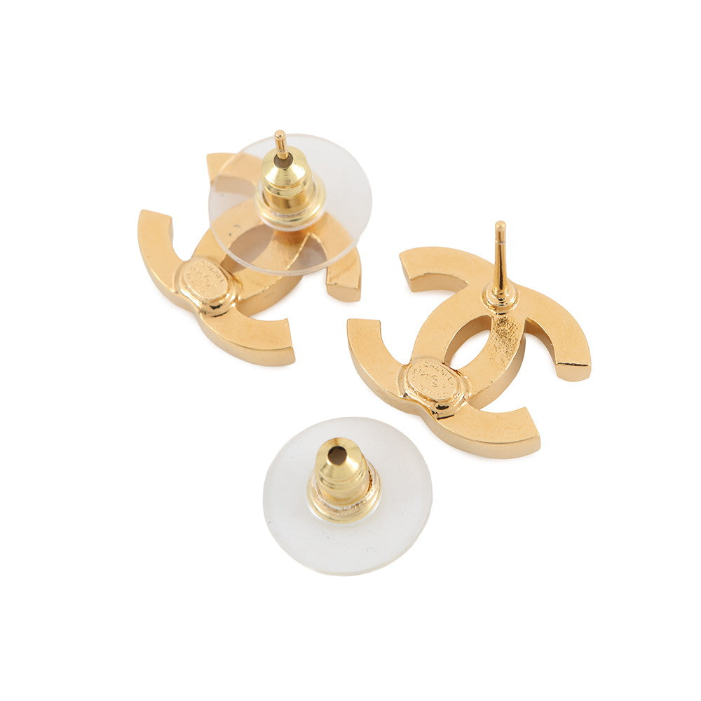 CHANEL CC Logo CC Mark Stud Quilted Earrings GoldABH240 B23662 Gold Plated