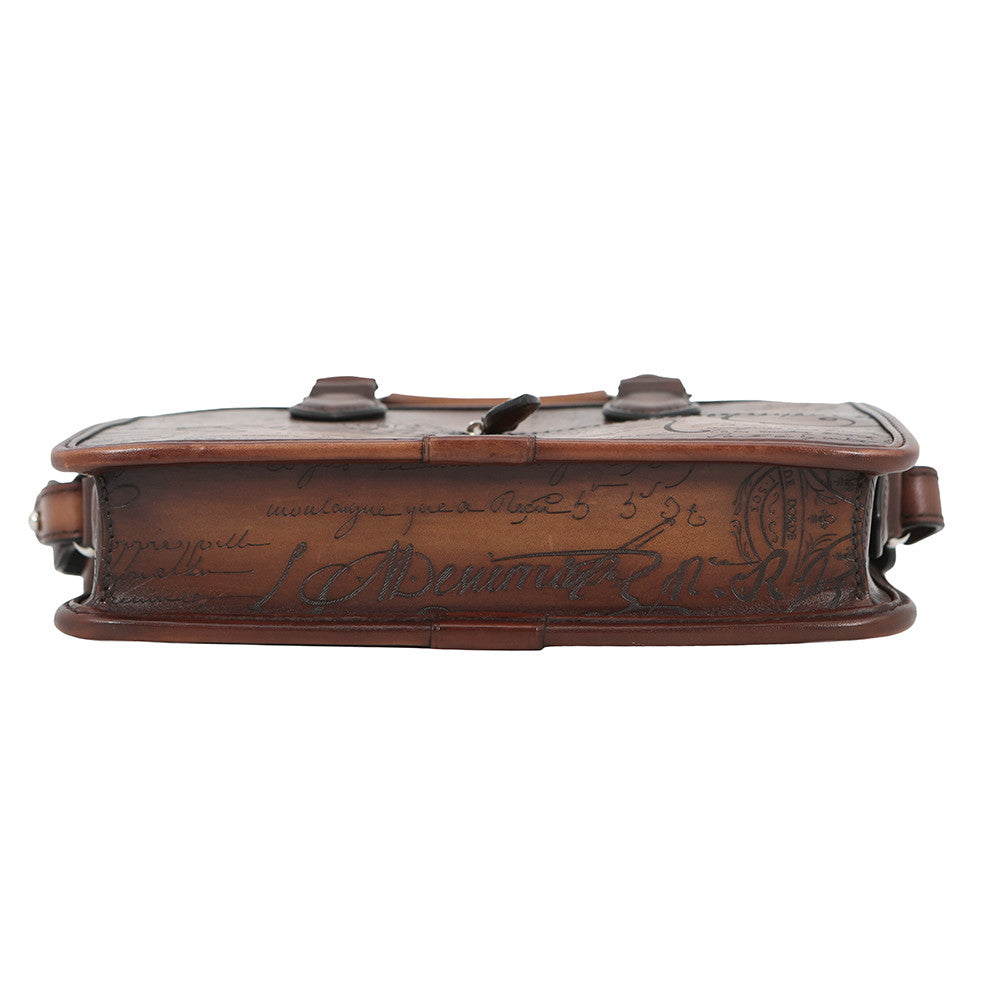 Berluti Calligraphy Jules Gulliver 2-Way Handbag Brown Leather