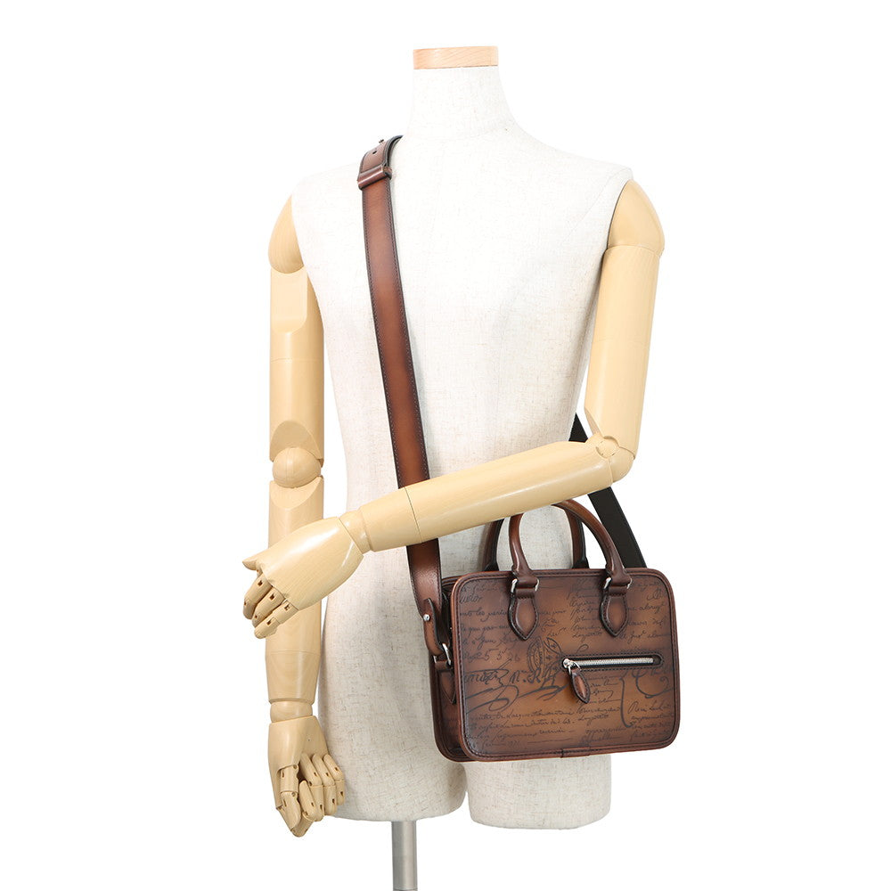 Berluti Calligraphy Jules Gulliver 2-Way Handbag Brown Leather