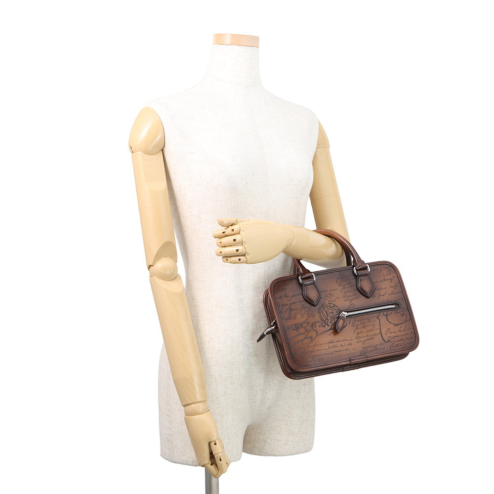Berluti Calligraphy Jules Gulliver 2-Way Handbag Brown Leather