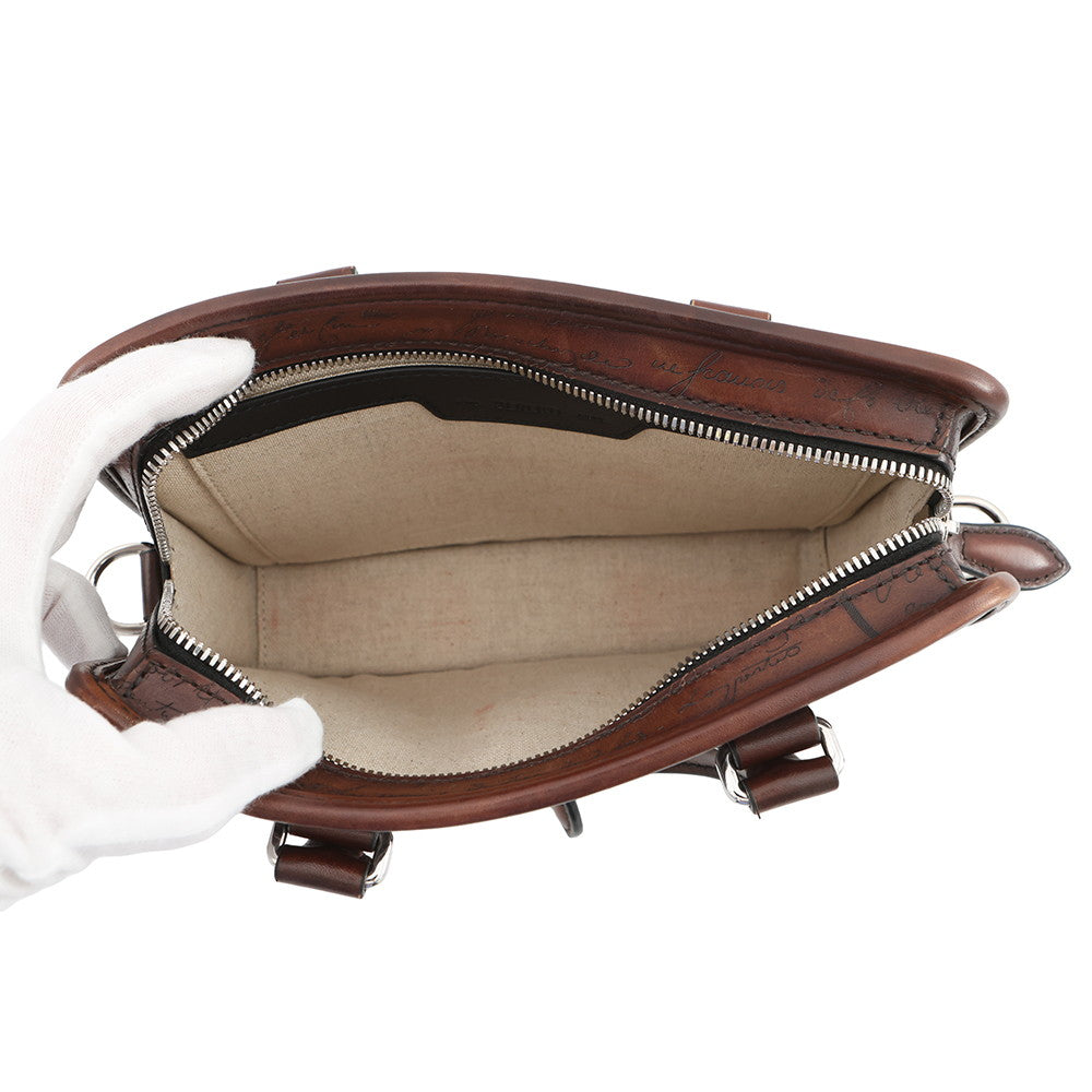 Berluti Calligraphy Jules Gulliver 2-Way Handbag Brown Leather