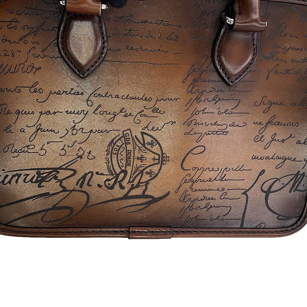 Berluti Calligraphy Jules Gulliver 2-Way Handbag Brown Leather