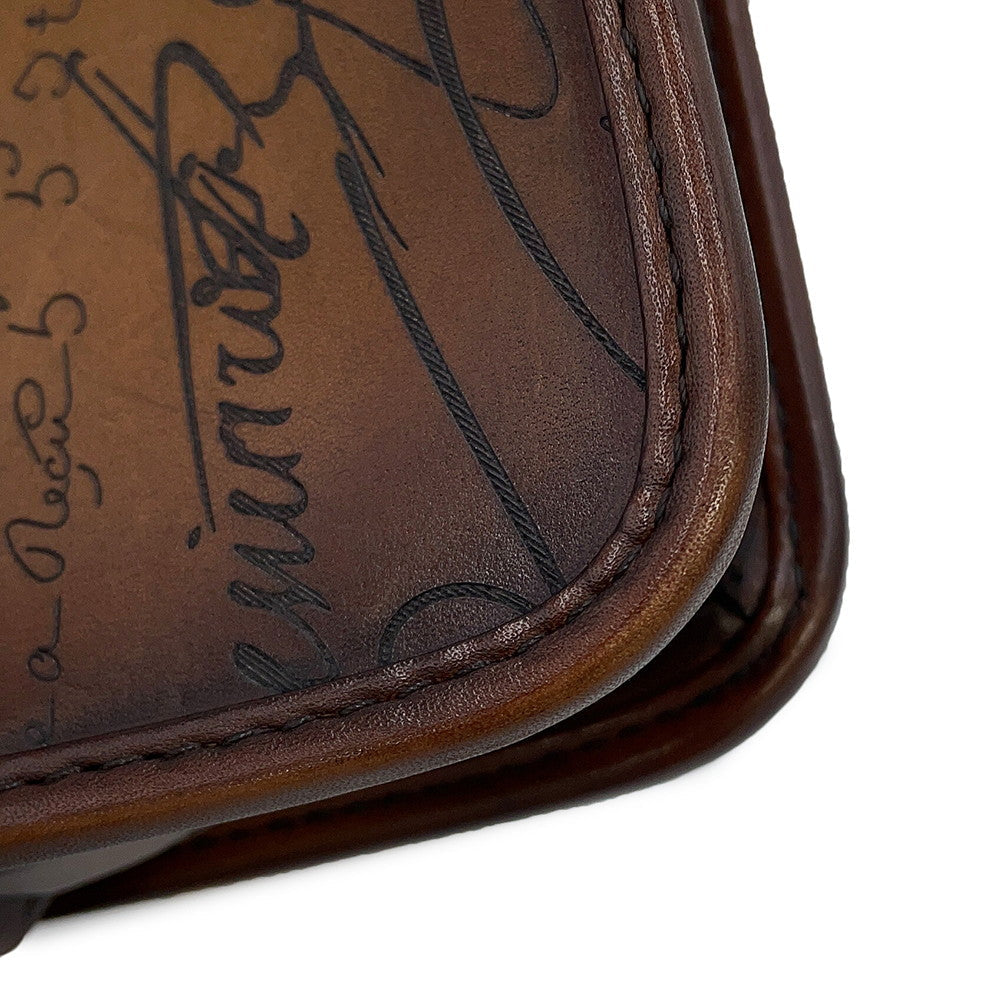 Berluti Calligraphy Jules Gulliver 2-Way Handbag Brown Leather