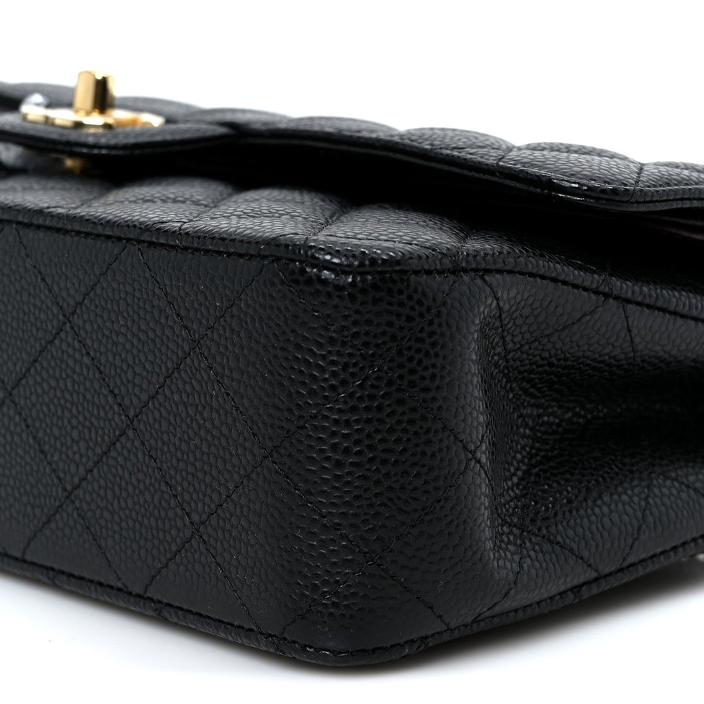 Caviar Quilted Medium Double Flap Black