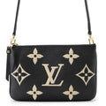 LOUIS VUITTON Pochette Double Zip NoirM80787 Bicolor Monogram Empreinte Leather