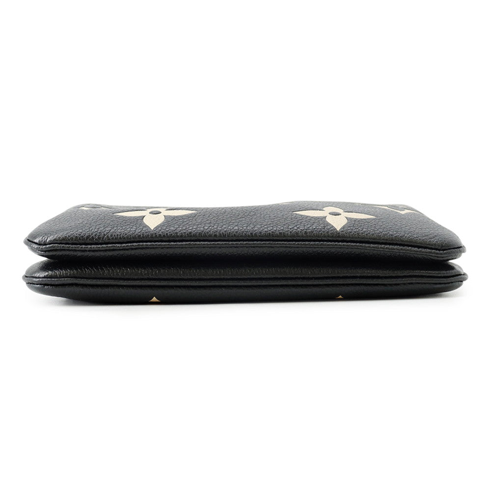 LOUIS VUITTON Pochette Double Zip NoirM80787 Bicolor Monogram Empreinte Leather