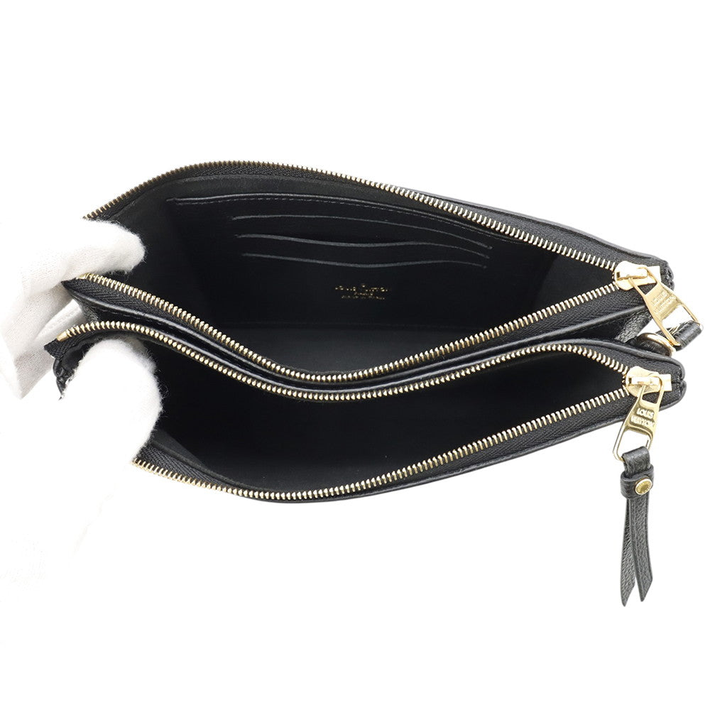 LOUIS VUITTON Pochette Double Zip NoirM80787 Bicolor Monogram Empreinte Leather