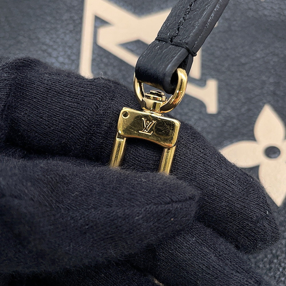 LOUIS VUITTON Pochette Double Zip NoirM80787 Bicolor Monogram Empreinte Leather