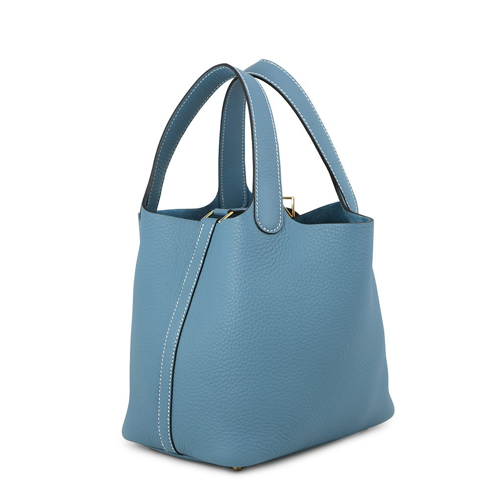 HERMES Picotin Lock New Blue Jean Taurillon Clemence Size PM