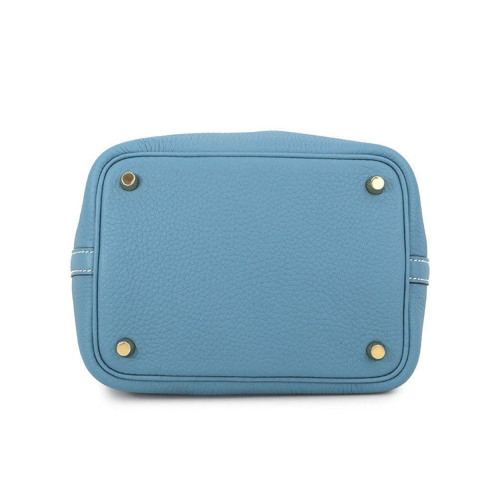 HERMES Picotin Lock New Blue Jean Taurillon Clemence Size PM