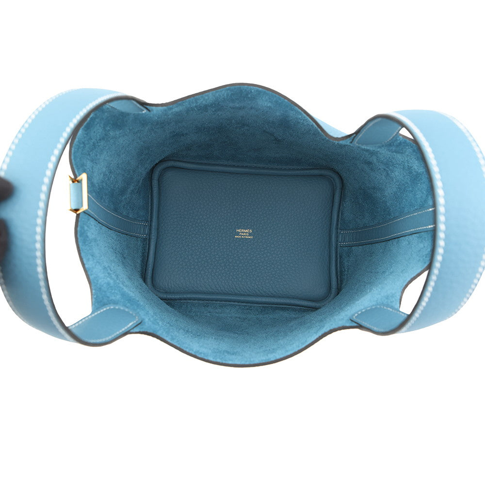 HERMES Picotin Lock New Blue Jean Taurillon Clemence Size PM