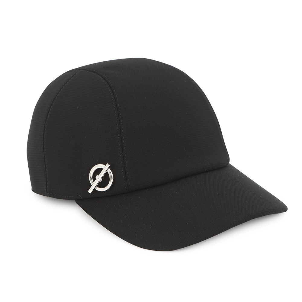 HERMES Cap Manon Glennan Size 58 Black Rayon96% Polyurethane4%