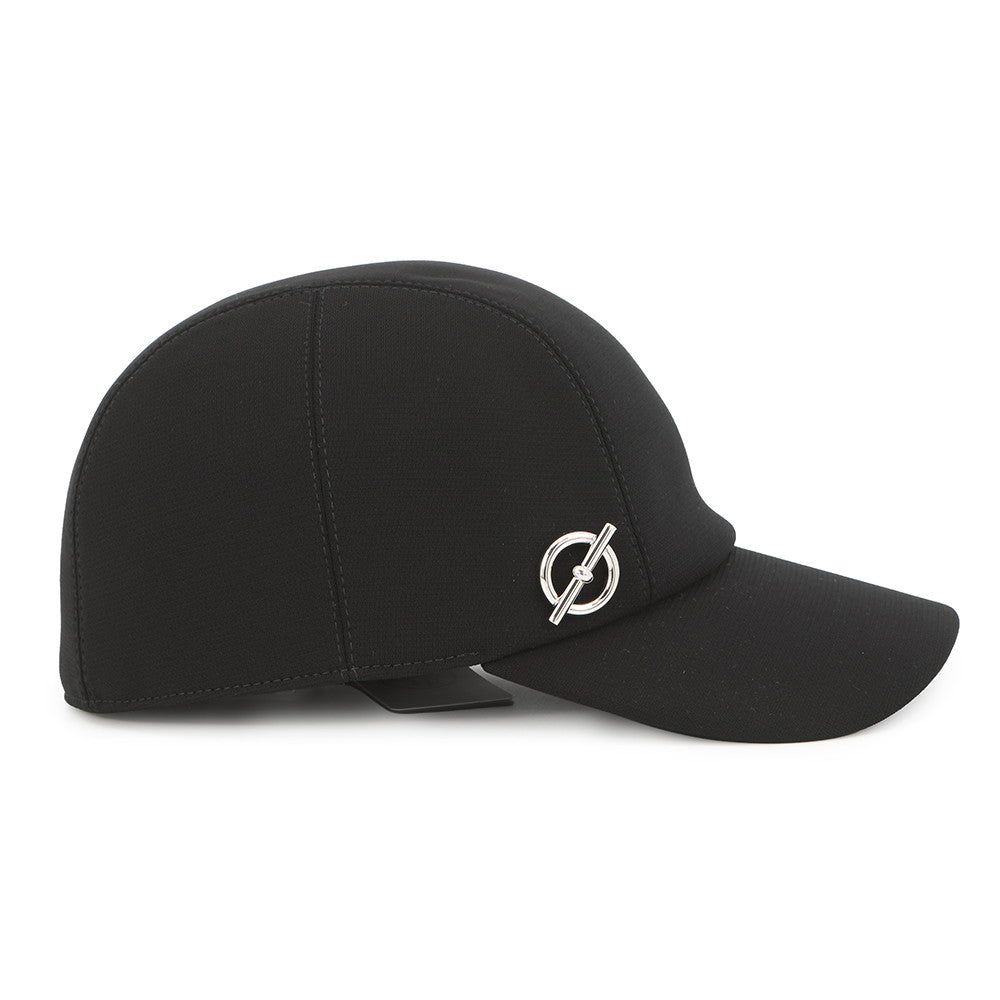 HERMES Cap Manon Glennan Size 58 Black Rayon96% Polyurethane4%