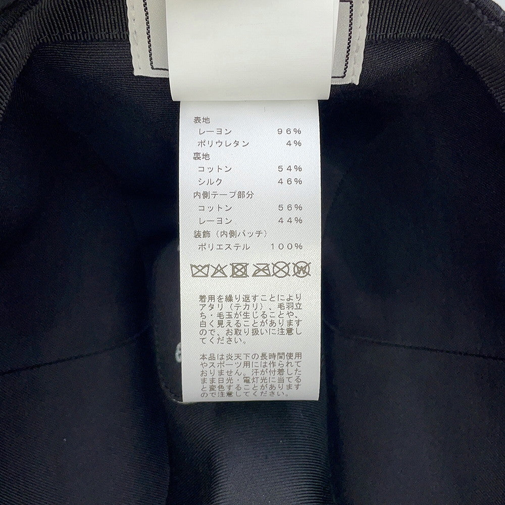 HERMES Cap Manon Glennan Size 58 Black Rayon96% Polyurethane4%