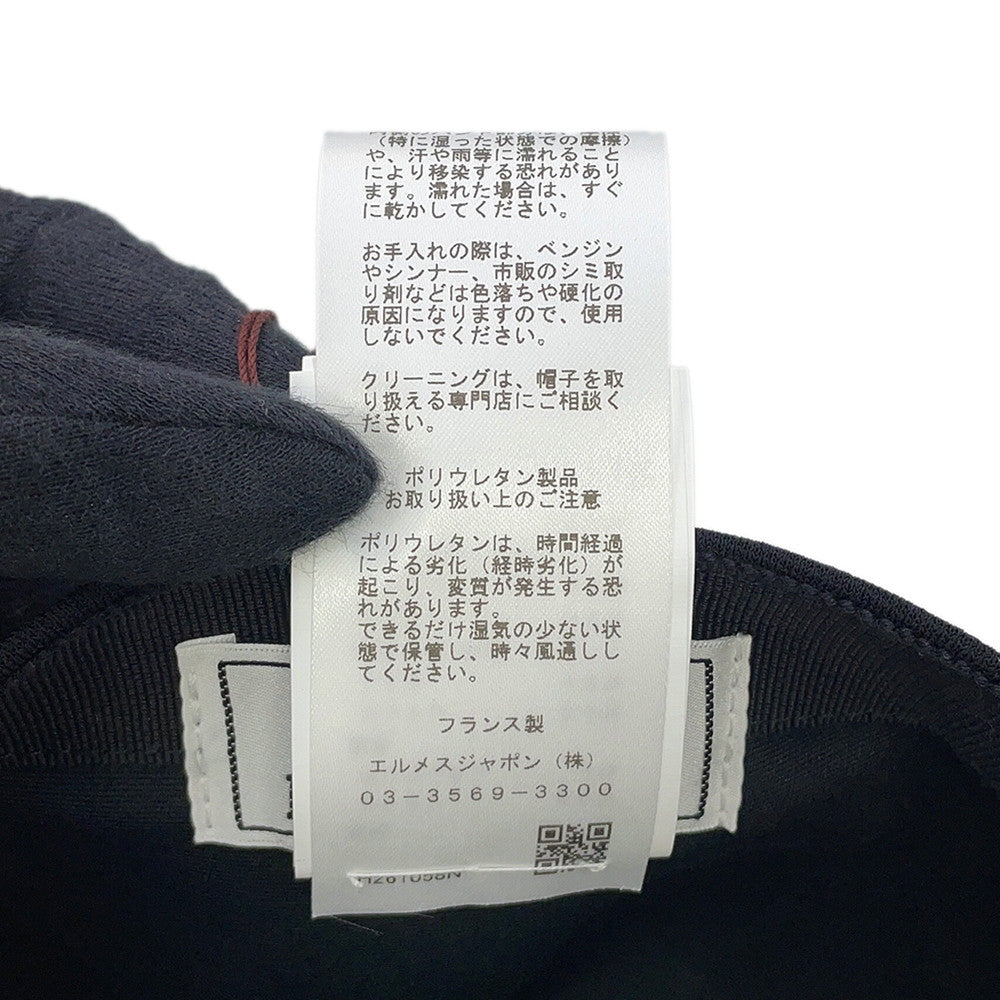 HERMES Cap Manon Glennan Size 58 Black Rayon96% Polyurethane4%