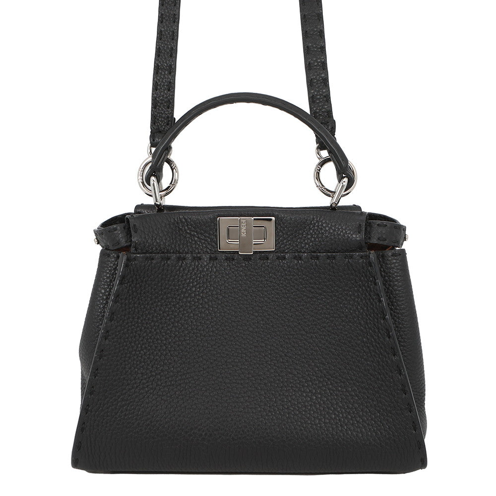 FENDI Peekaboo Selleria Black8BN244 Leather Size Mini
