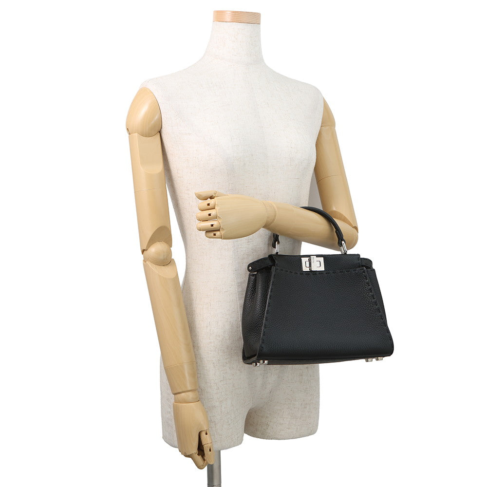 FENDI Peekaboo Selleria Black8BN244 Leather Size Mini