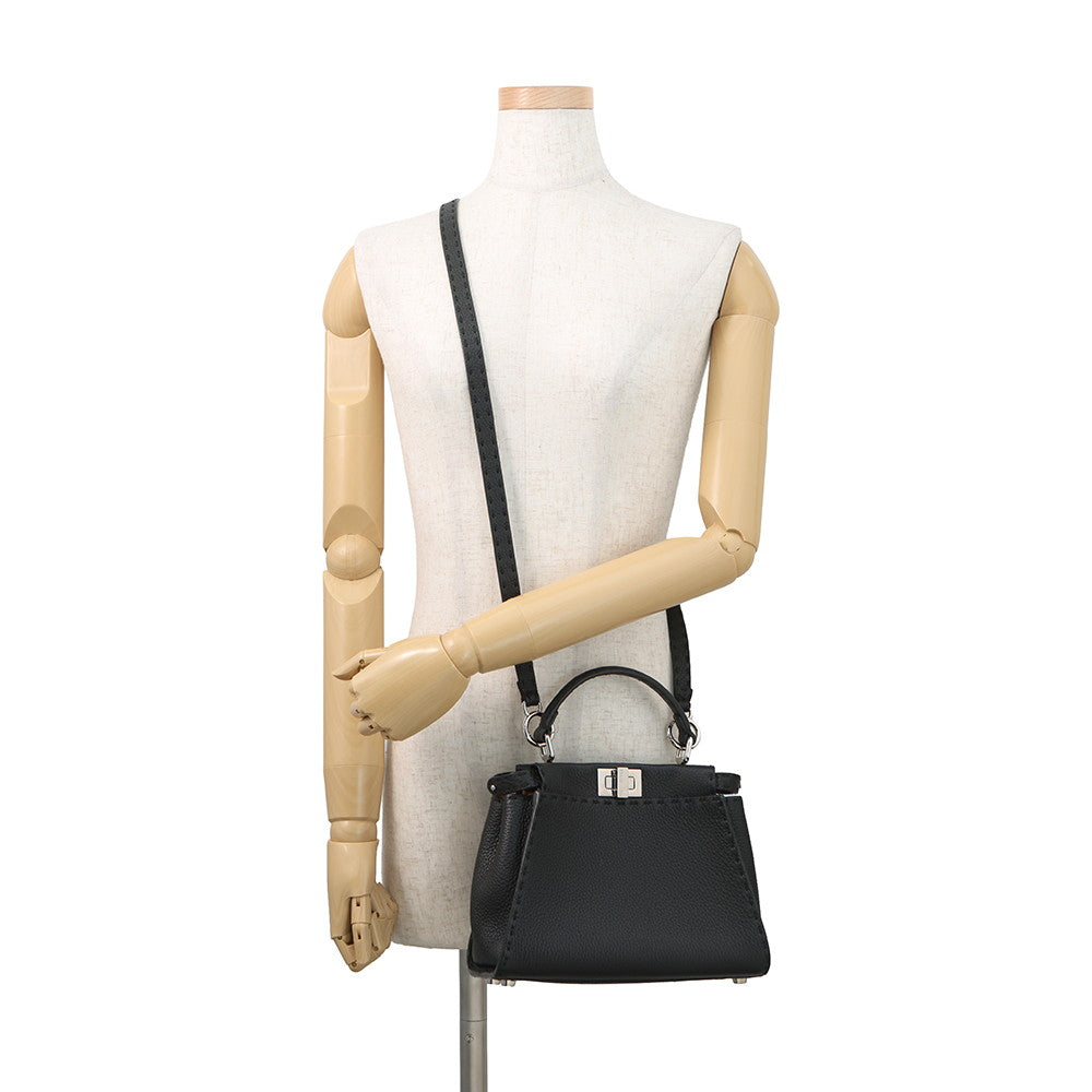 FENDI Peekaboo Selleria Black8BN244 Leather Size Mini