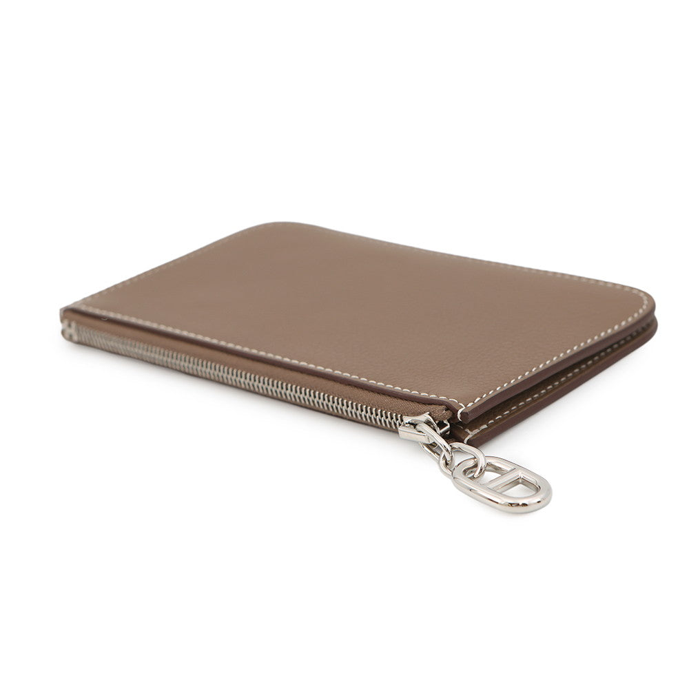 HERMES Zip Ango Coin purse Etoupe Evercolor