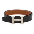 HERMES Constance Belt Size 90 Black/Gold Box Calf Leather Togo Leather