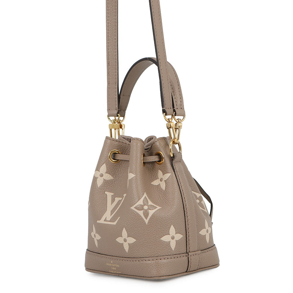 LOUIS VUITTON Nano Noe Tourterelle claimM46291 Bicolor Monogram Empreinte Leather