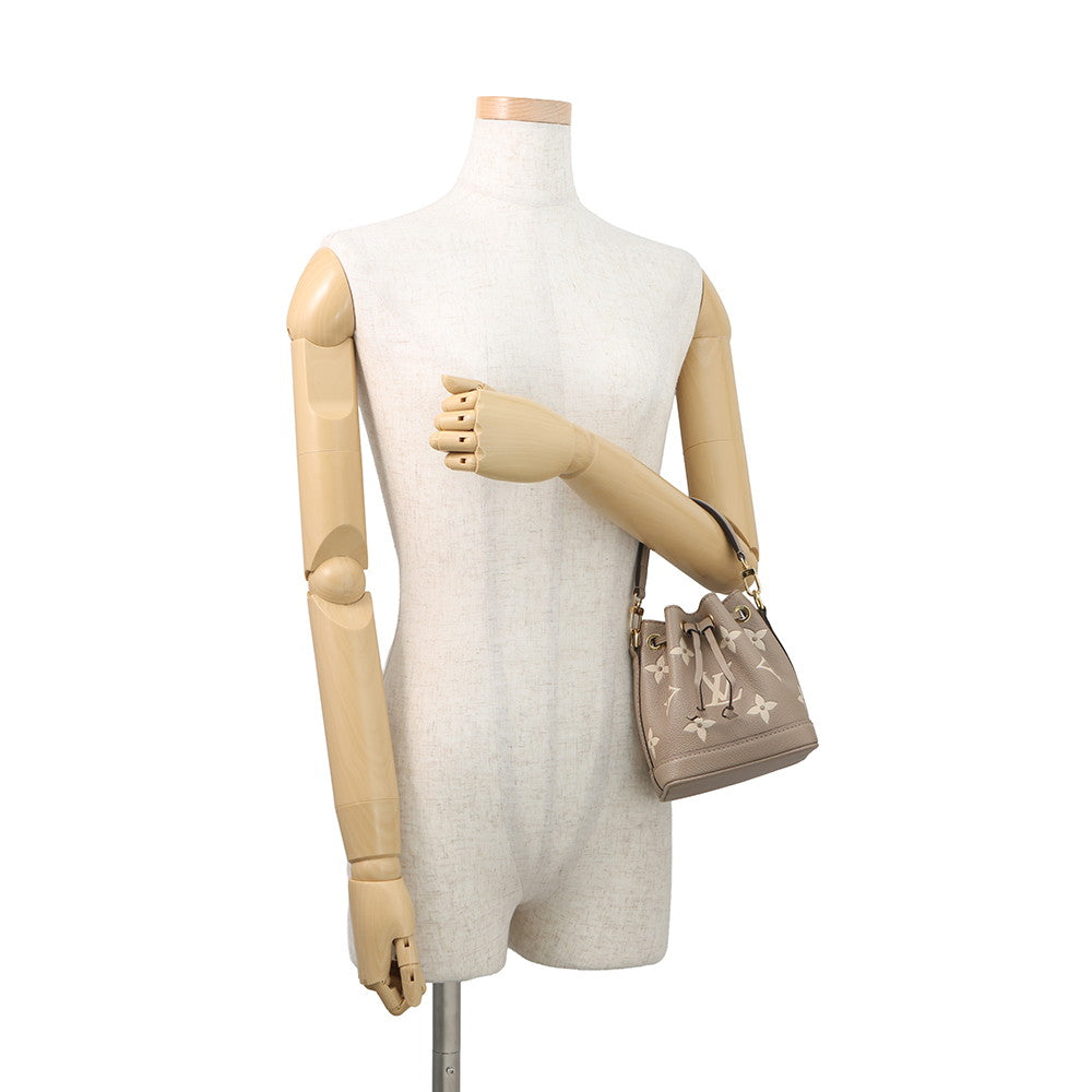 LOUIS VUITTON Nano Noe Tourterelle claimM46291 Bicolor Monogram Empreinte Leather
