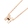 HERMES Pop Ash Necklace Rocabar White/Marron glacé Gold Plated Lacquer