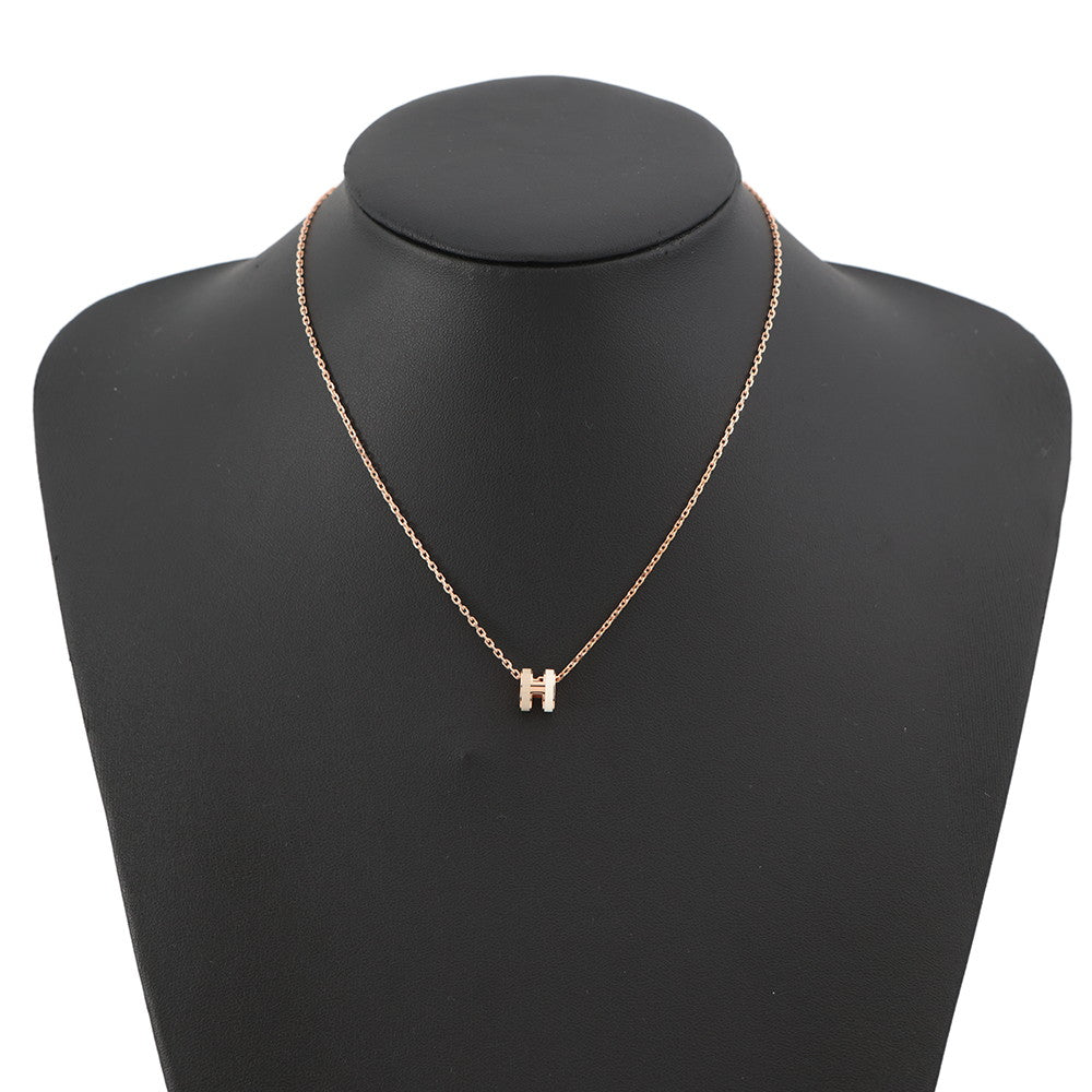 HERMES Pop Ash Necklace Rocabar White/Marron glacé Gold Plated Lacquer