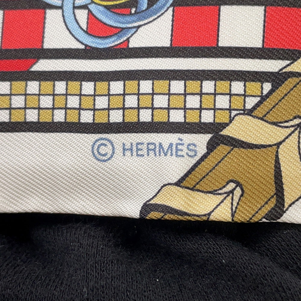 HERMES Twilly Brides and Bag Charm Brides et Gris Gris Rouge/Blanc/Moldre Silk100%
