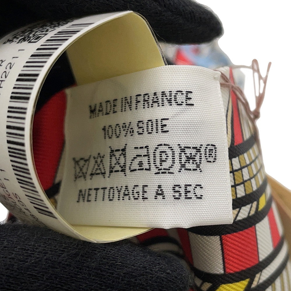 HERMES Twilly Brides and Bag Charm Brides et Gris Gris Rouge/Blanc/Moldre Silk100%