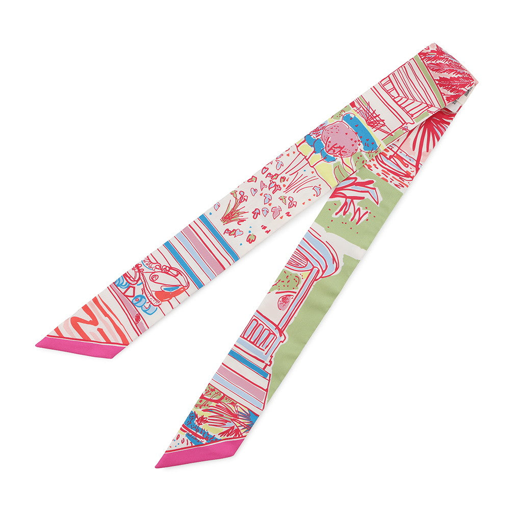 HERMES Twilly RAYURES D'ETE Rayures D'ETE Rose/Blue/Vert Silk100%