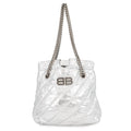 BALENCIAGA Crash Chain Tote Bag Silver742942 Leather Size Small