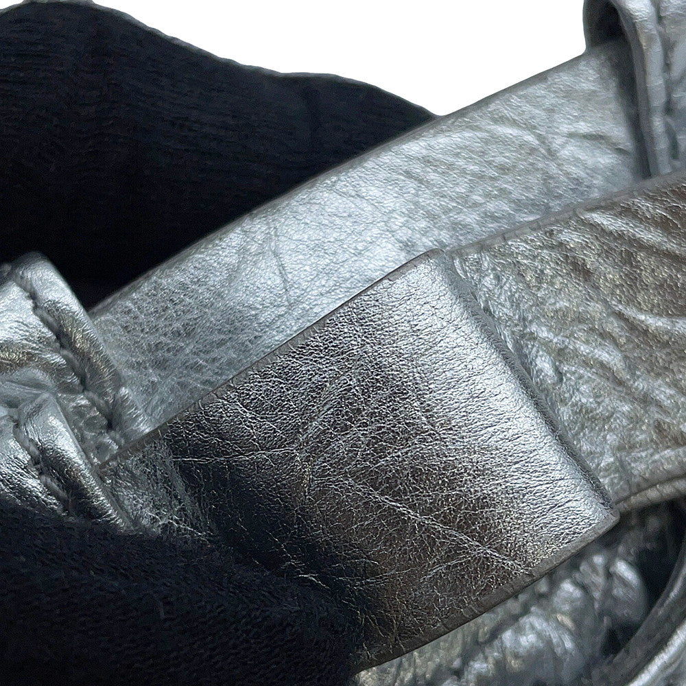 BALENCIAGA Crash Chain Tote Bag Silver742942 Leather Size Small