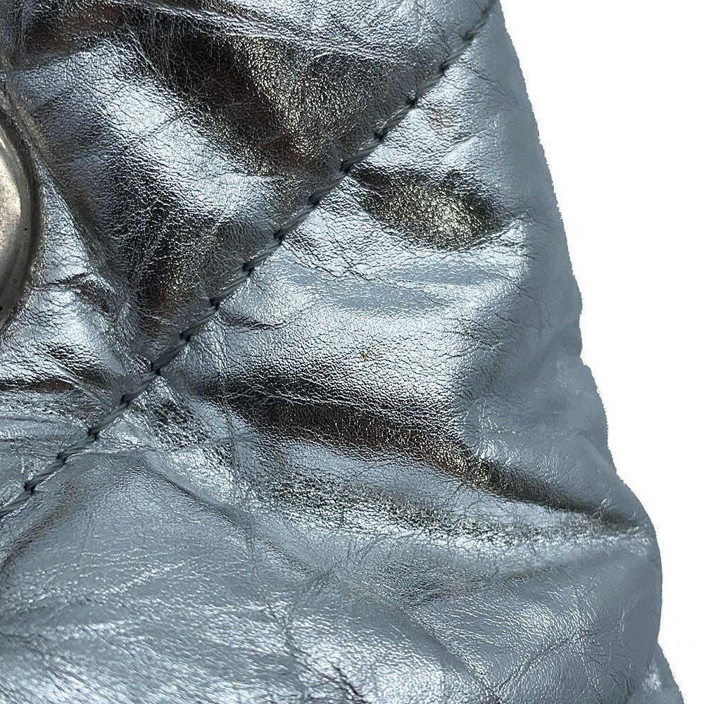 BALENCIAGA Crash Chain Tote Bag Silver742942 Leather Size Small