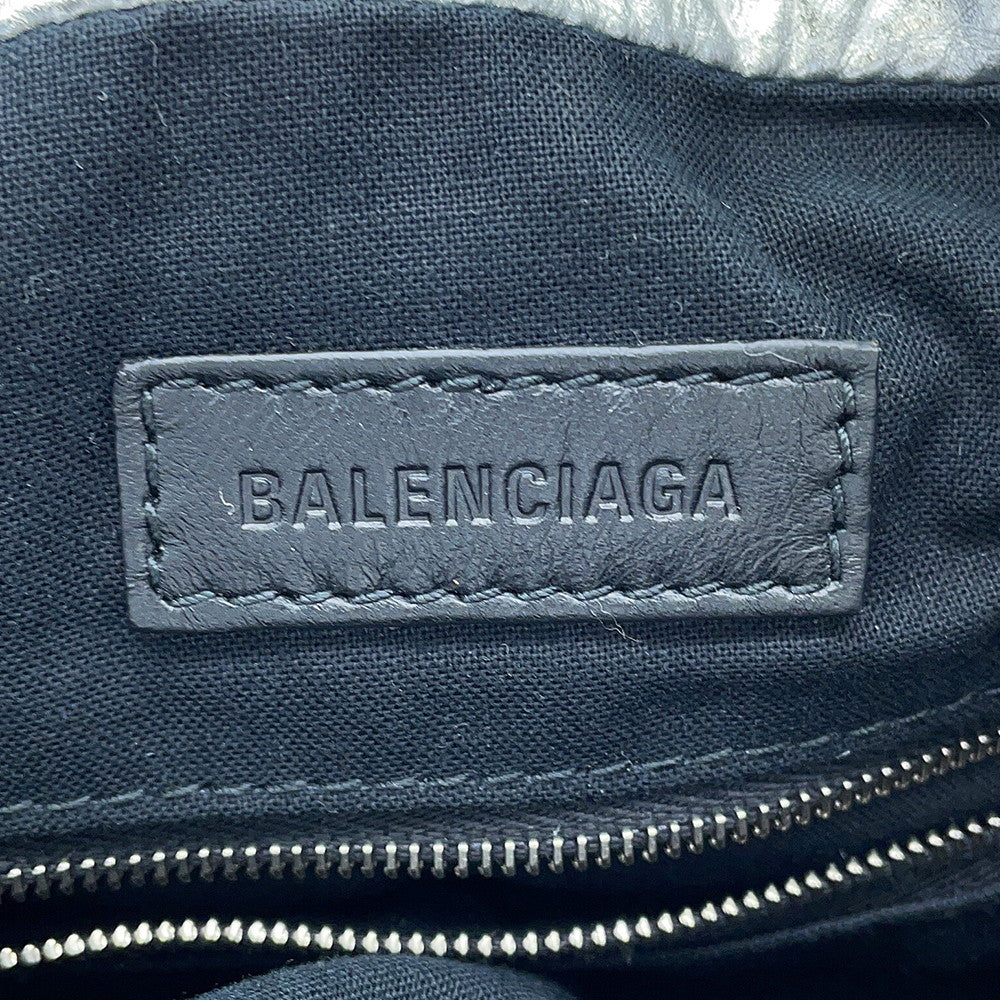 BALENCIAGA Crash Chain Tote Bag Silver742942 Leather Size Small
