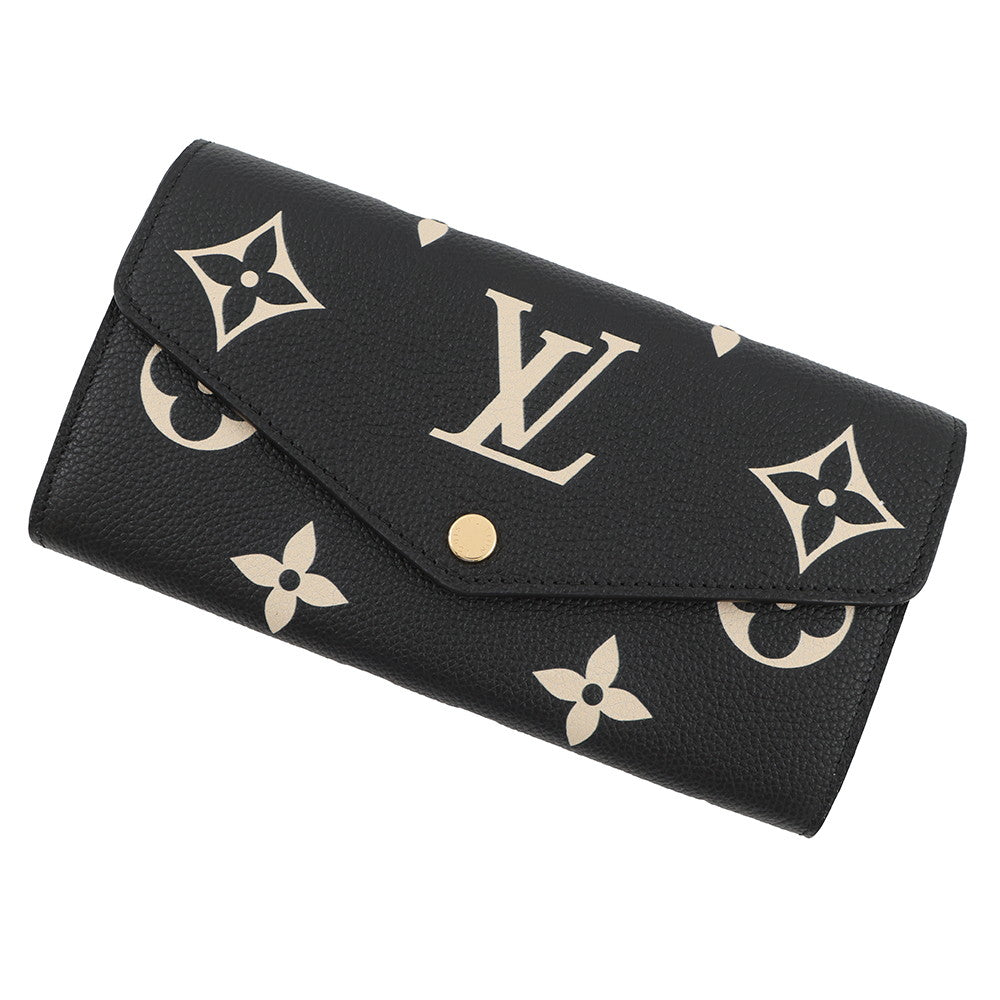 LOUIS VUITTON Portefeuille Sarah Noir/BeigeM80496 Bicolor Monogram Empreinte Leather