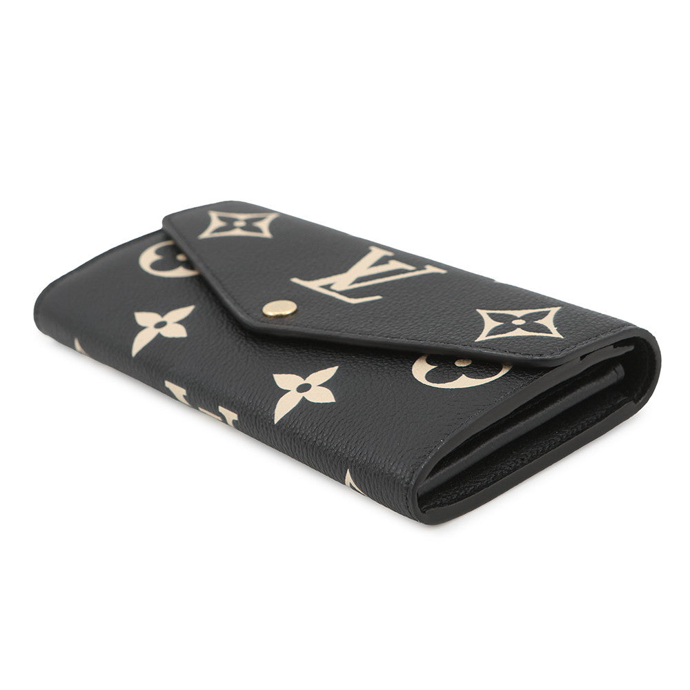 LOUIS VUITTON Portefeuille Sarah Noir/BeigeM80496 Bicolor Monogram Empreinte Leather