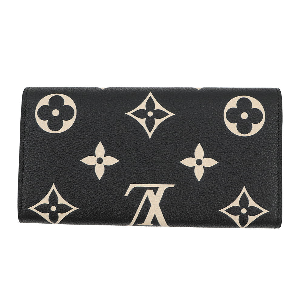 LOUIS VUITTON Portefeuille Sarah Noir/BeigeM80496 Bicolor Monogram Empreinte Leather