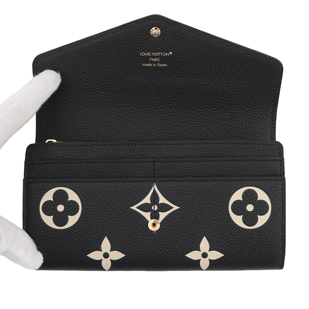 LOUIS VUITTON Portefeuille Sarah Noir/BeigeM80496 Bicolor Monogram Empreinte Leather