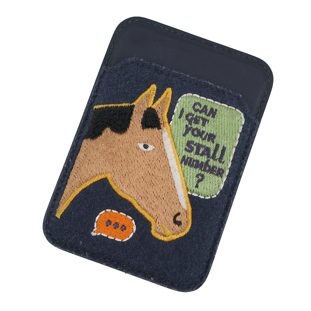 HERMES Card Case Magsafe Eman “Stole Number” BlueNavy/Multicolor Swift Leather Felt