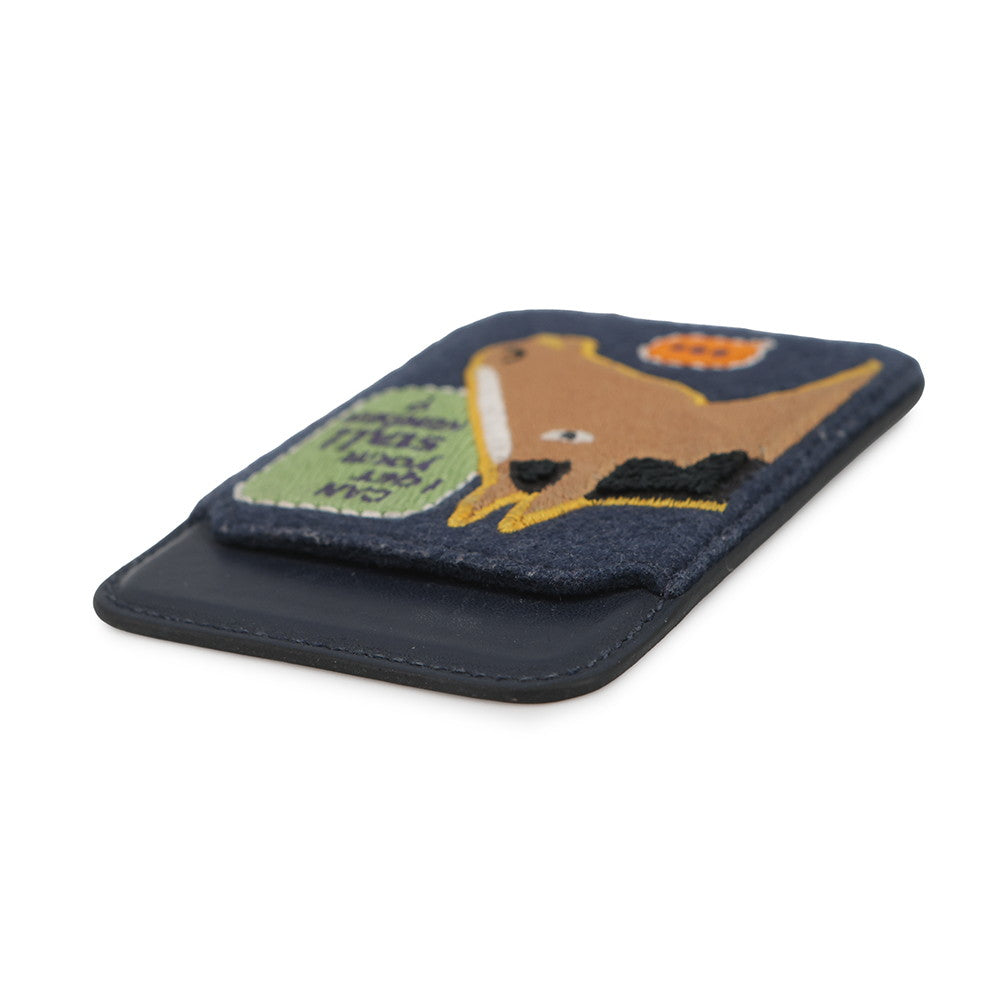 HERMES Card Case Magsafe Eman “Stole Number” BlueNavy/Multicolor Swift Leather Felt