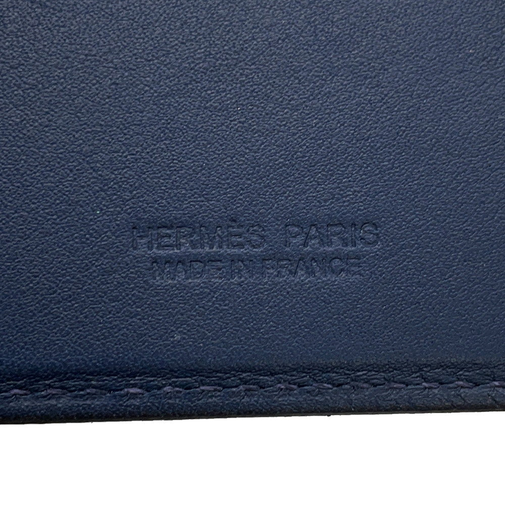 HERMES Card Case Magsafe Eman “Stole Number” BlueNavy/Multicolor Swift Leather Felt