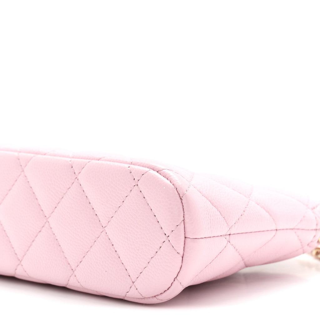 Caviar Quilted Classic Clutch With Chain Pink