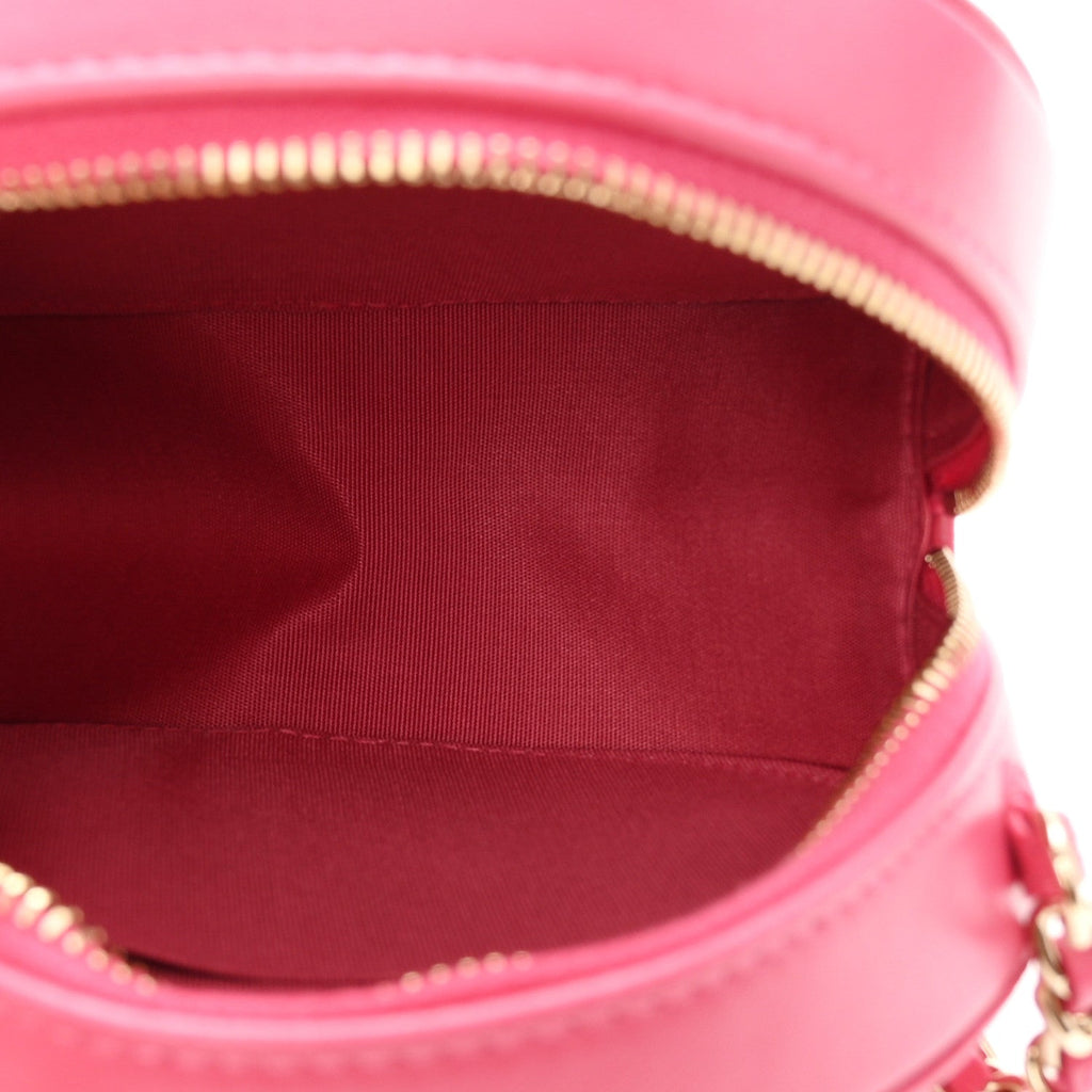 Lambskin Quilted All About Chanel Round Clutch With Chain Pink