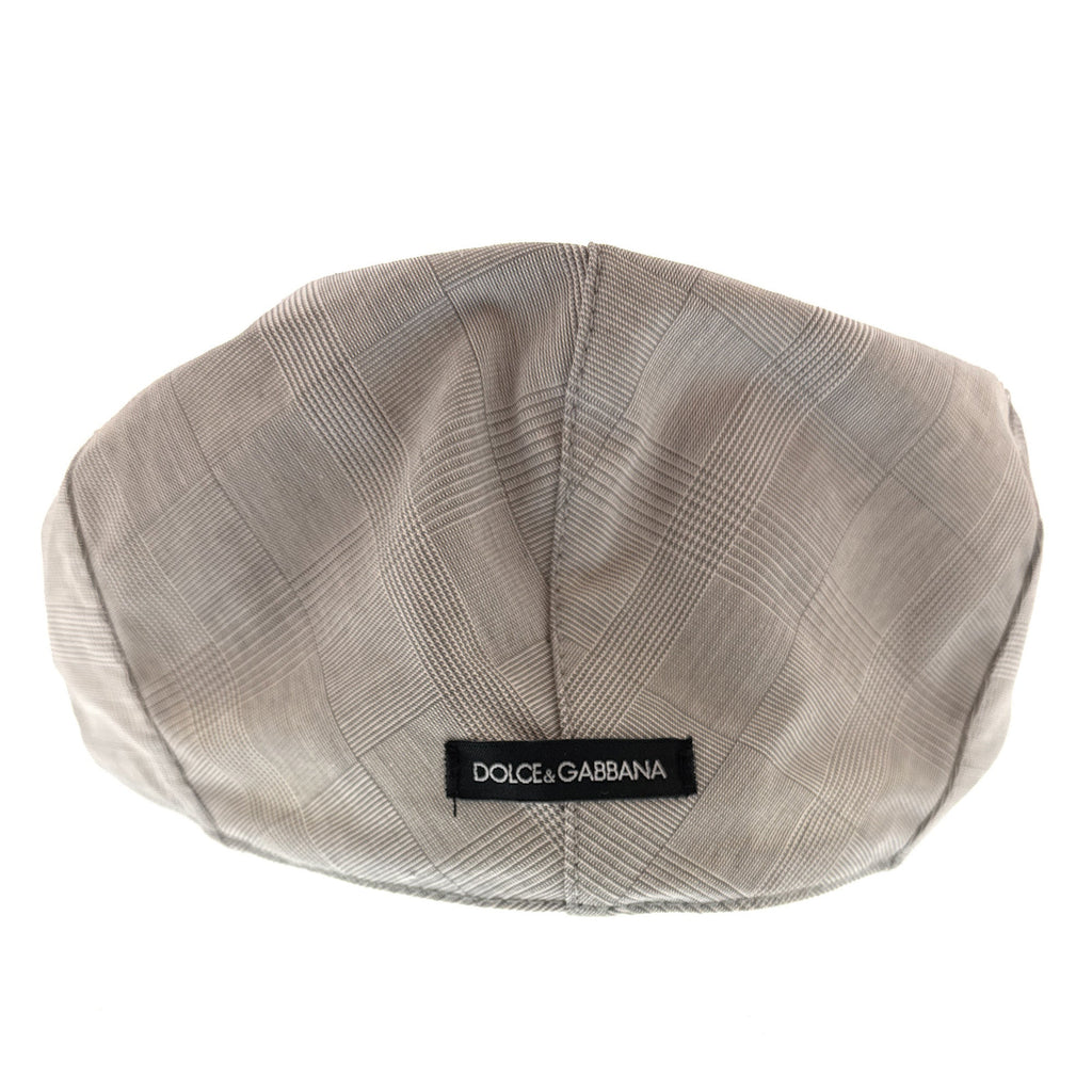 Dolce & Gabbana Men’s Light Grey Plaid Flat Cap -Adult M