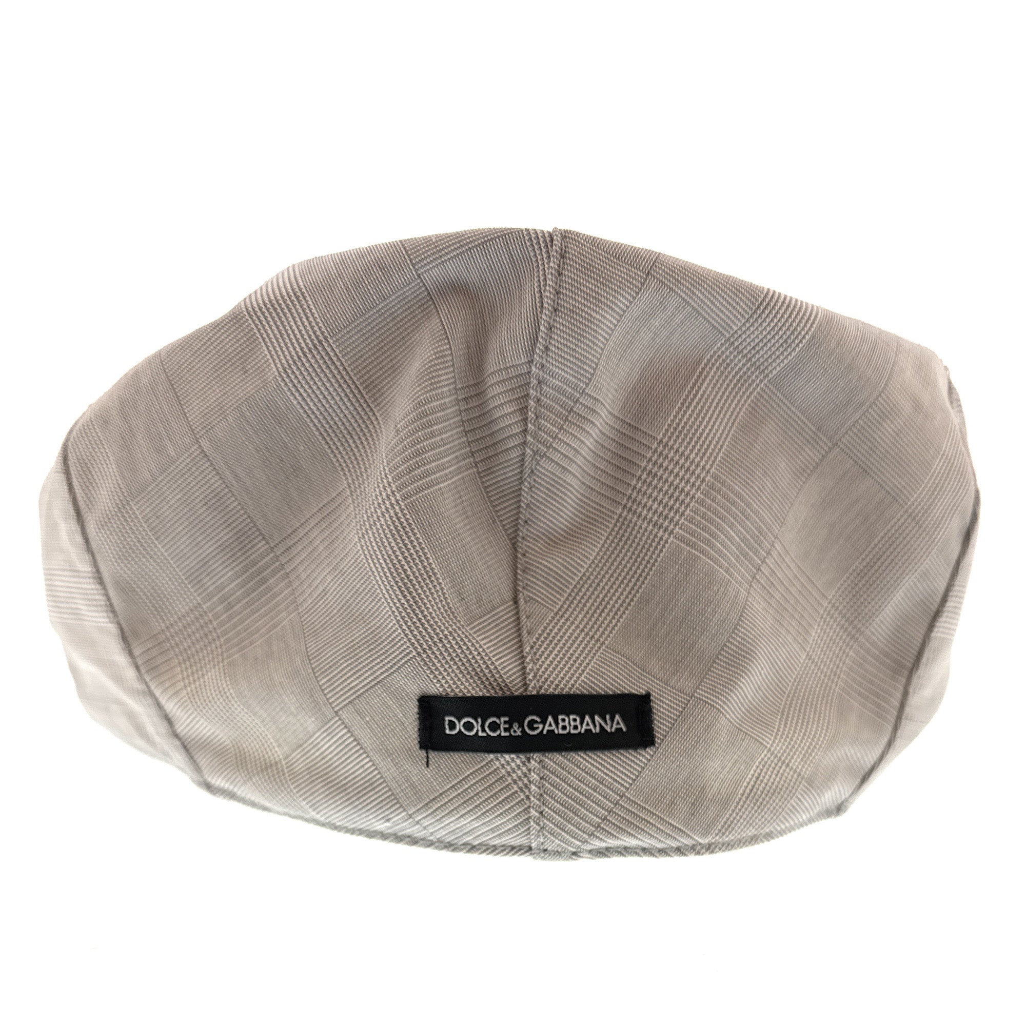Dolce & Gabbana Men’s Light Grey Plaid Flat Cap -Adult M